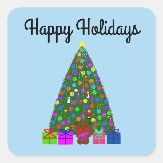 prettige feestdagen kerstboom 3-2 Sticker (Voorkant)
