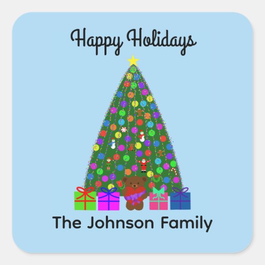 prettige feestdagen kerstboom 3 Sticker (Voorkant)