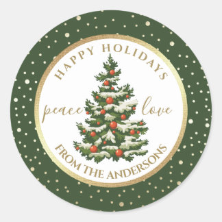 prettige feestdagen. Kerstboom, aangepast Ronde Sticker