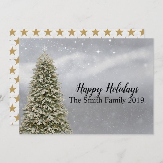 prettige feestdagen kerstboom aankondiging (Voorkant / Achterkant)