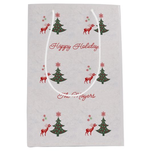  Prettige feestdagen kerstboom en bier Medium Cadeauzakje (Voorkant)