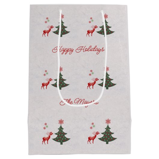  Prettige feestdagen kerstboom en bier Medium Cadeauzakje (Achterkant)