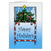 prettige feestdagen, kerstboom en snoepsuikerriet (Voorkant)