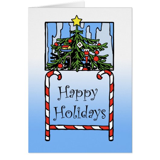 prettige feestdagen, kerstboom en snoepsuikerriet (Voorkant)