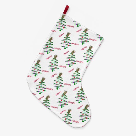 prettige feestdagen kerstboom grote kerstsok (Voorkant (Hangend))