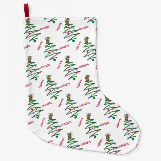 prettige feestdagen kerstboom grote kerstsok (Voorkant)