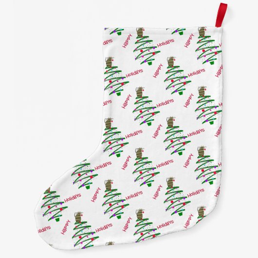 prettige feestdagen kerstboom grote kerstsok (Achterkant)