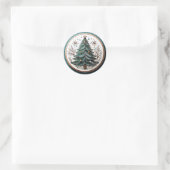 Prettige feestdagen Kerstboom ID1082 Ronde Sticker (Tas)