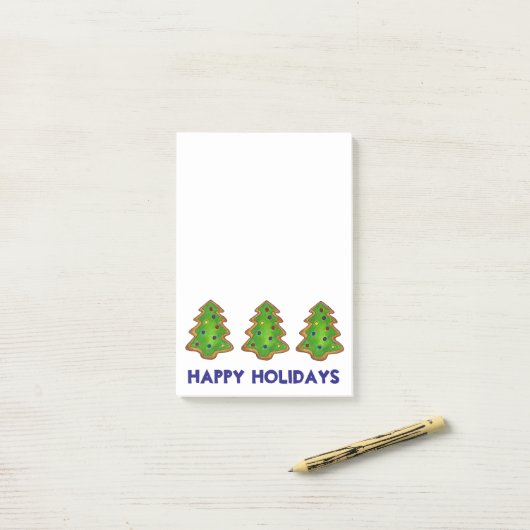 Prettige feestdagen Kerstboom koekjesbakken Post-it® Notes (Op bureau)