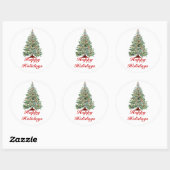 Prettige feestdagen, Kerstboom met lichten Ronde Sticker (Vel)