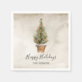 prettige feestdagen kerstboom servet