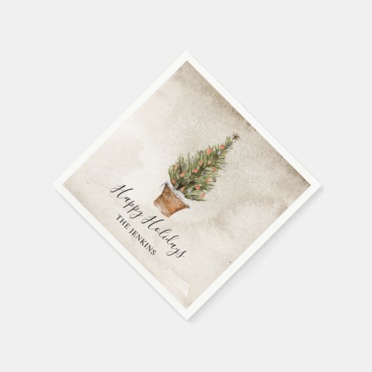 prettige feestdagen kerstboom servet (Hoek)