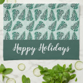 prettige feestdagen kerstboom Snowflakes Green Theedoek (Gevouwen)