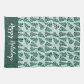 prettige feestdagen kerstboom Snowflakes Green Theedoek (Horizontaal)