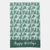 prettige feestdagen kerstboom Snowflakes Green Theedoek (Verticaal)