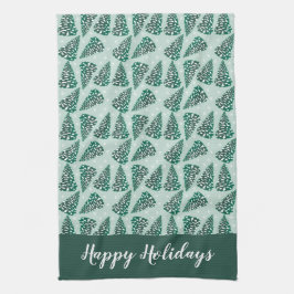 prettige feestdagen kerstboom Snowflakes Green Theedoek