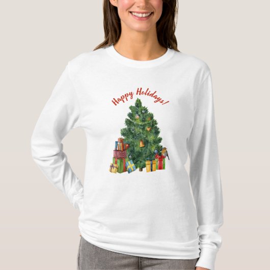 prettige feestdagen - kerstboom t-shirt (Voorkant)