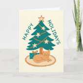 Prettige feestdagen Kerstboom vakantie kat Kaart (Voorkant)