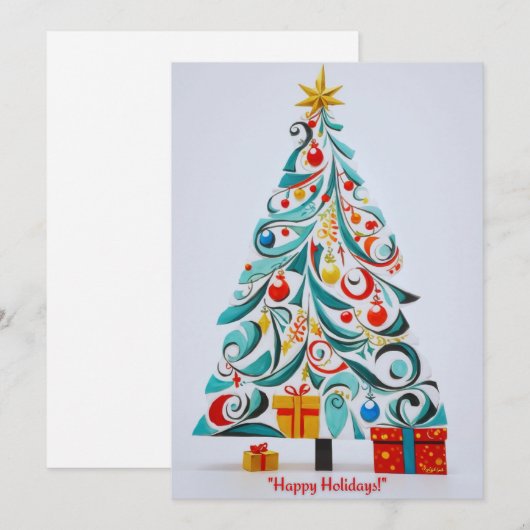 Prettige feestdagen Kerstboom: Wenskaart Feestdagenkaart (Voorkant / Achterkant)