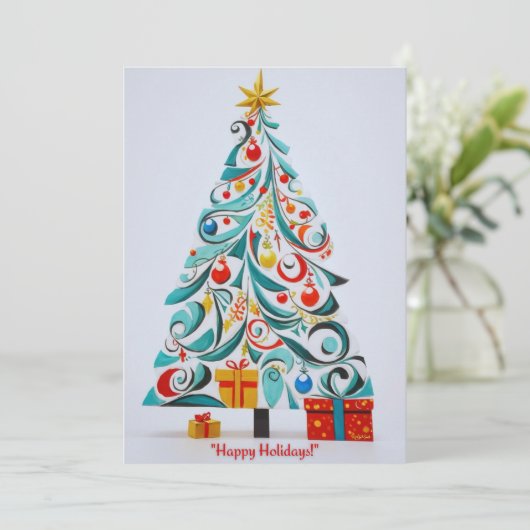 Prettige feestdagen Kerstboom: Wenskaart Feestdagenkaart (Staand voorkant)