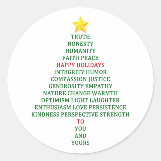 Prettige feestdagen Kerstboom Zegen Ronde Sticker (Voorkant)