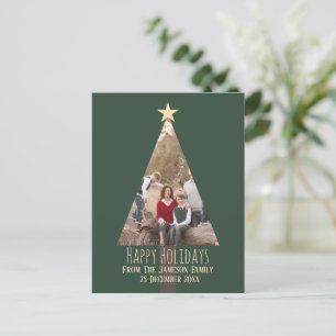 prettige feestdagen kerstboomfoto      briefkaart