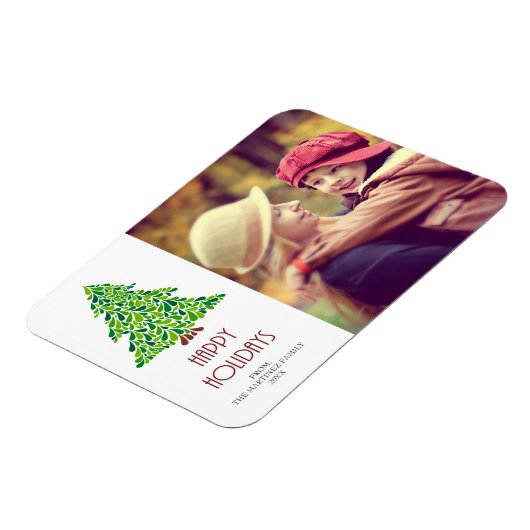 prettige feestdagen kerstboomfoto magneet (Linkerzijde)