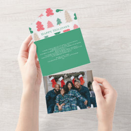 prettige feestdagen kerstboompatroonpatroon Kaart
