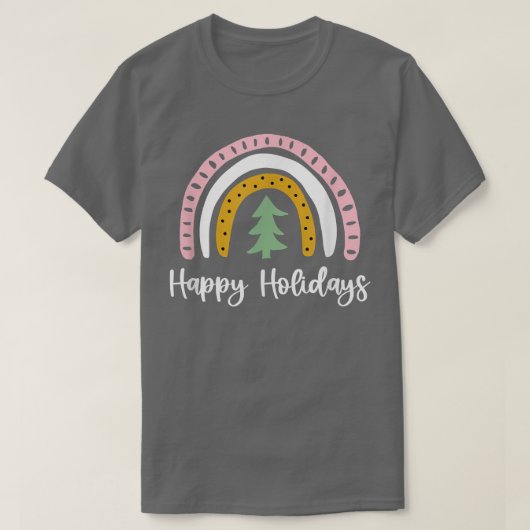 prettige feestdagen kerstboomregenboog T-shirt (Design voorkant)