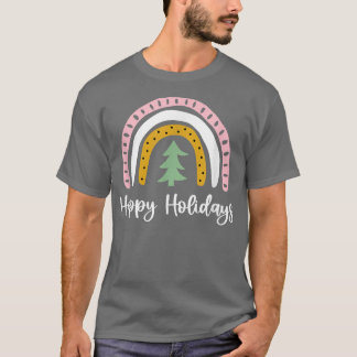 prettige feestdagen kerstboomregenboog T-shirt
