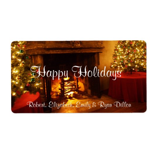 prettige feestdagen kerstboomwijn etiket (Voorkant)