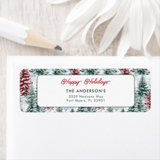 Prettige feestdagen Kerstbos Etiket (Insitu)