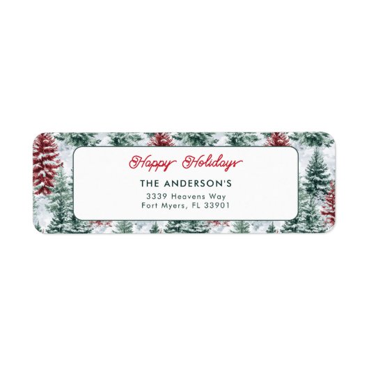 Prettige feestdagen Kerstbos Etiket (Voorkant)