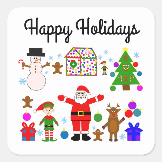 prettige feestdagen kerstcadeau met 1-2 stickers (Voorkant)