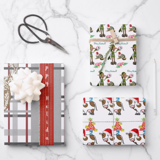 prettige feestdagen kerstcadeaubladen inpakpapier vel (Voorkant)