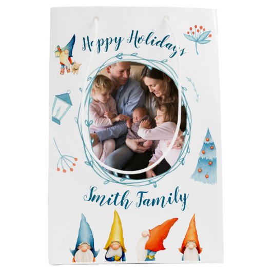 prettige feestdagen kerstcadeautassen met Elves Medium Cadeauzakje (Voorkant)