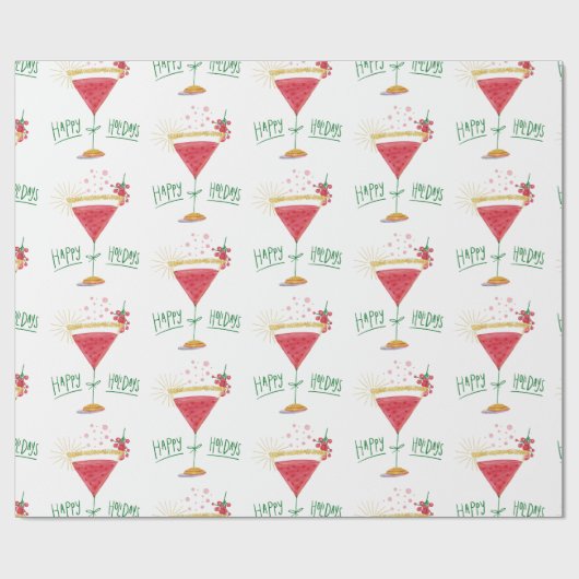 prettige feestdagen kerstcocktail cadeaupapier (Vlak)