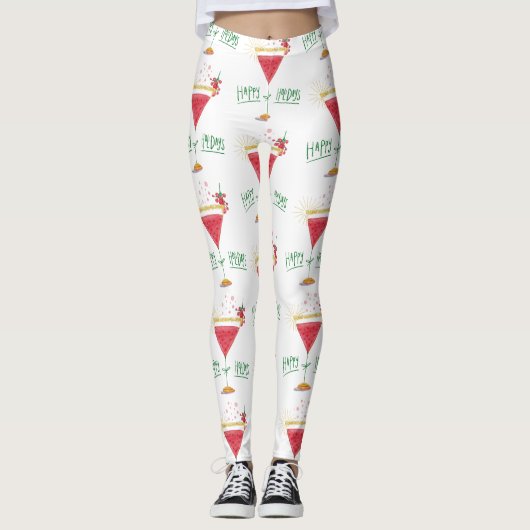 prettige feestdagen kerstcocktail leggings (Voorkant)