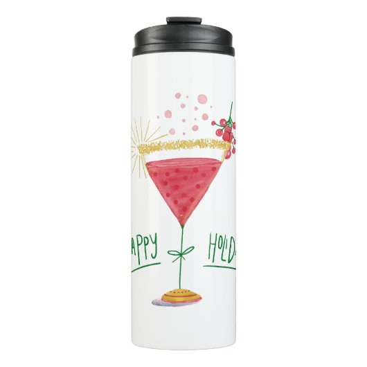prettige feestdagen kerstcocktail thermosbeker (Voorkant)