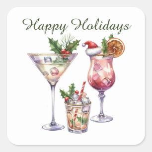 Prettige feestdagen Kerstcocktails Vierkante Sticker