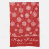 Prettige feestdagen Kerstdecoraties gepersonalisee Theedoek (Verticaal)