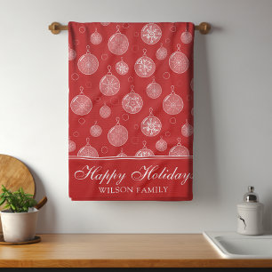 Prettige feestdagen Kerstdecoraties gepersonalisee Theedoek