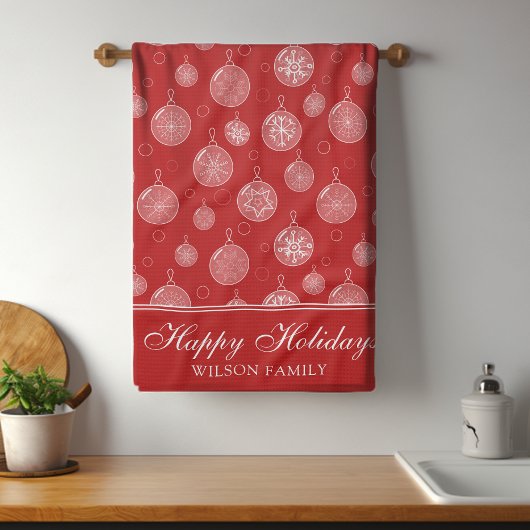 Prettige feestdagen Kerstdecoraties gepersonalisee Theedoek