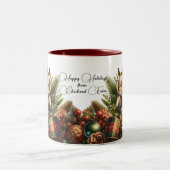 Prettige feestdagen Kerstdressuur Tweekleurige Koffiemok (Center)