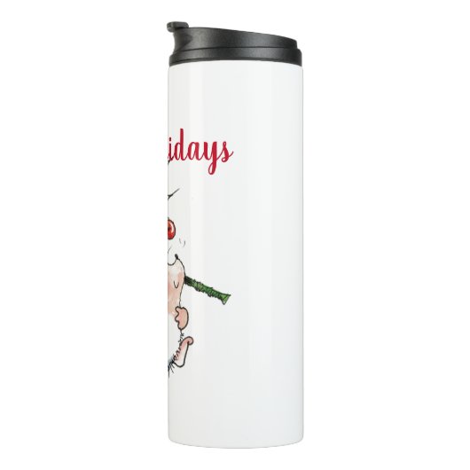 prettige feestdagen kerstegel thermosbeker (Geroteerd rechts)