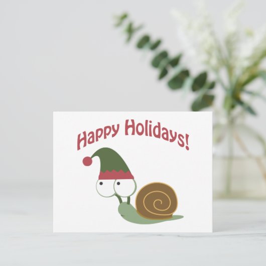 prettige feestdagen kerstelf met een spoelslak (Staand voorkant)