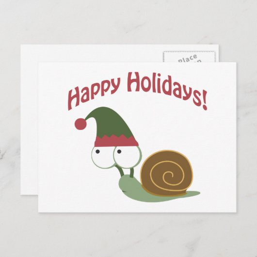 prettige feestdagen kerstelf met een spoelslak (Voorkant / Achterkant)