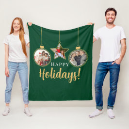 prettige feestdagen kerstfamilie Foto's Green Gold Fleece Deken