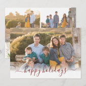 Prettige feestdagen Kerstfeest Donkerrood Script 3 Feestdagenkaart (Voorkant / Achterkant)