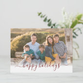 Prettige feestdagen Kerstfeest Donkerrood Script 3 Feestdagenkaart (Staand voorkant)